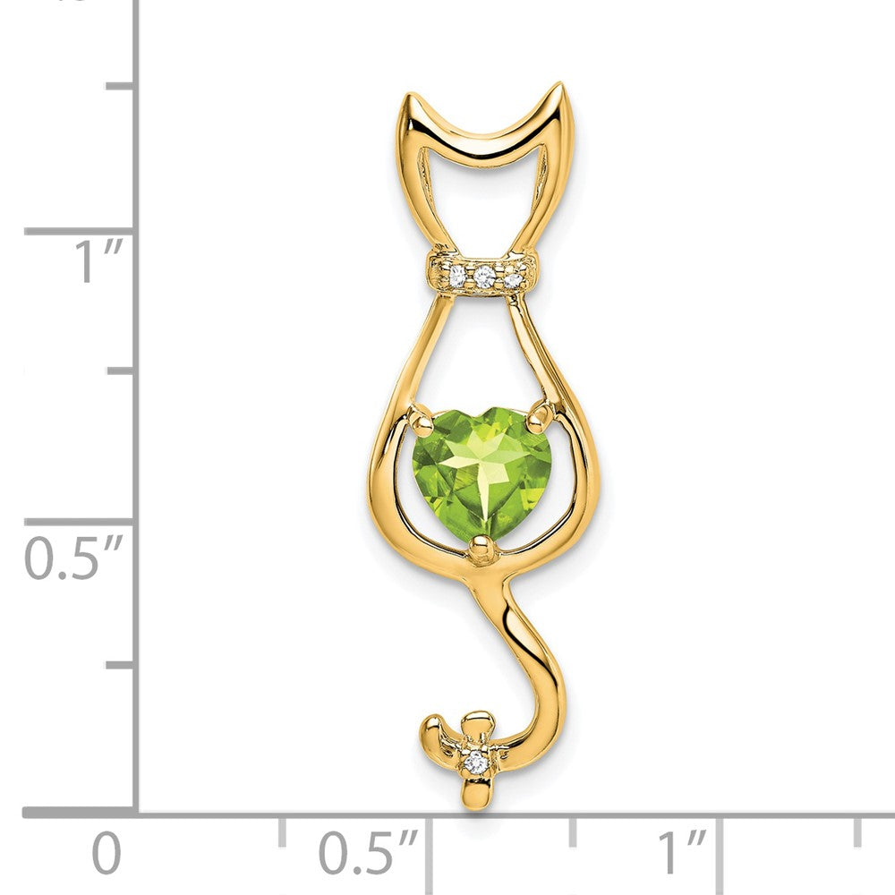 14k Peridot and Diamond Cat Pendant (1.65 grams)