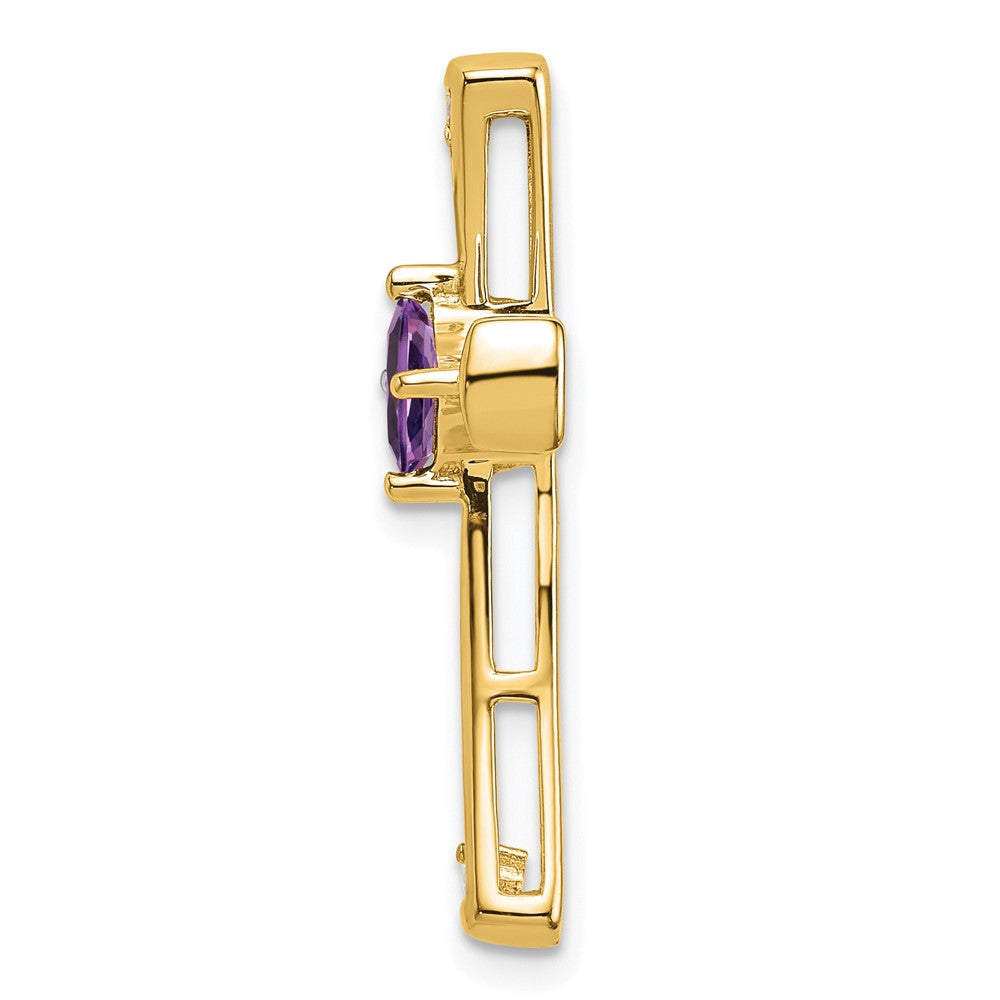 14k Amethyst and Diamond Cross Chain Slide (2.5 grams)