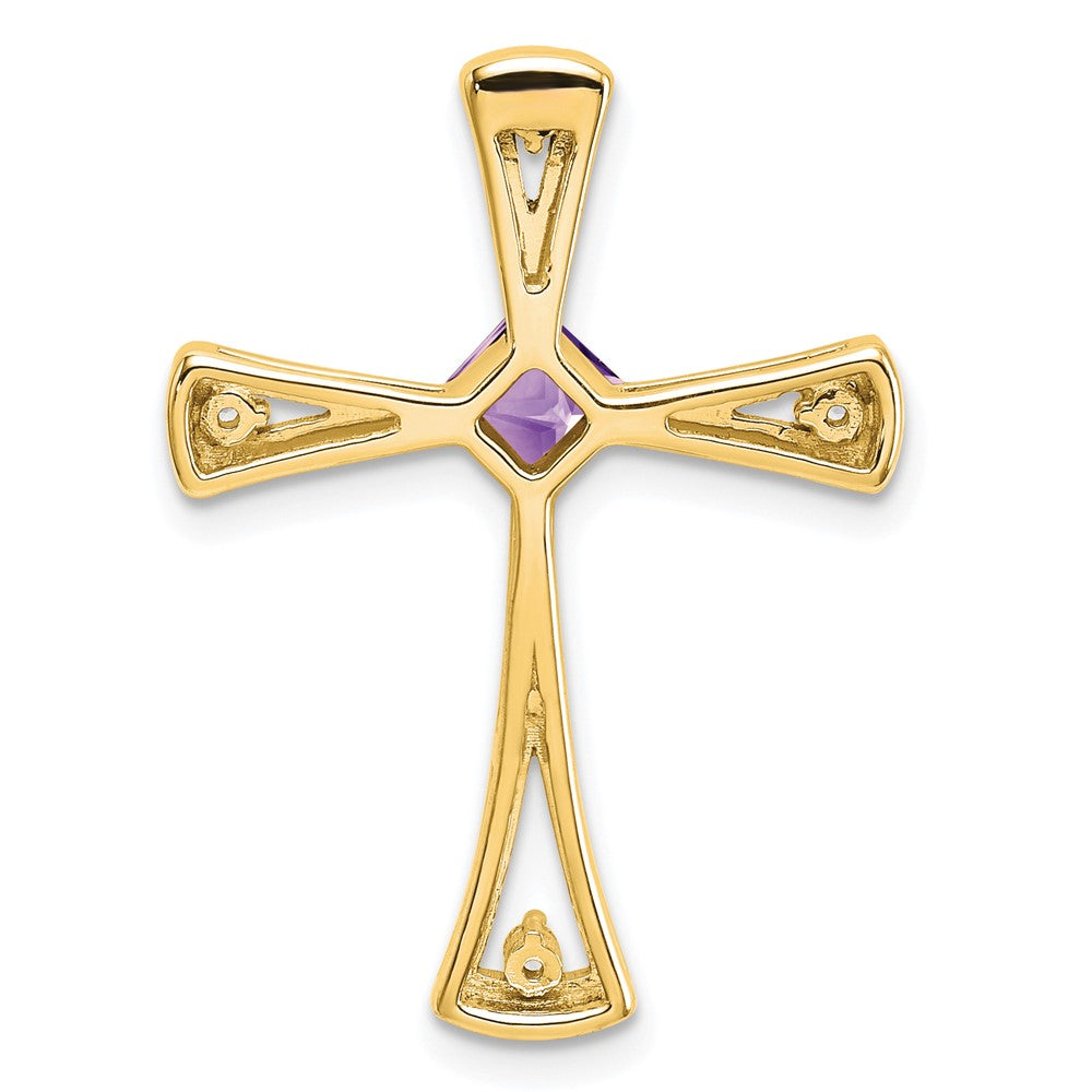 14k Amethyst and Diamond Cross Chain Slide (2.5 grams)