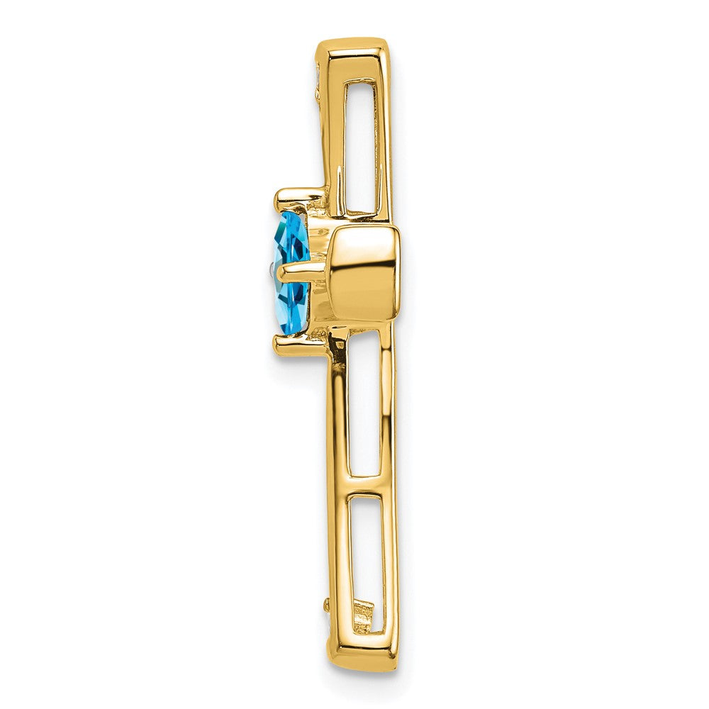 14k Blue Topaz and Diamond Cross Chain Slide (2.5 grams)