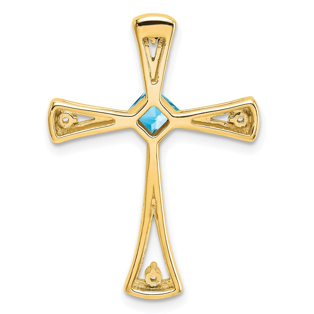 14k Blue Topaz and Diamond Cross Chain Slide (2.5 grams)