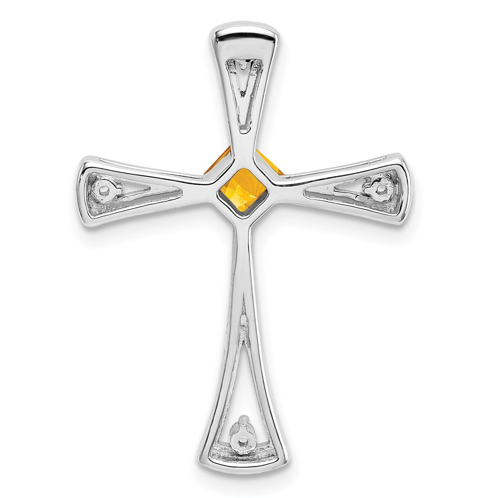 14k White Gold Citrine and Diamond Cross Chain Slide (2.5 grams)
