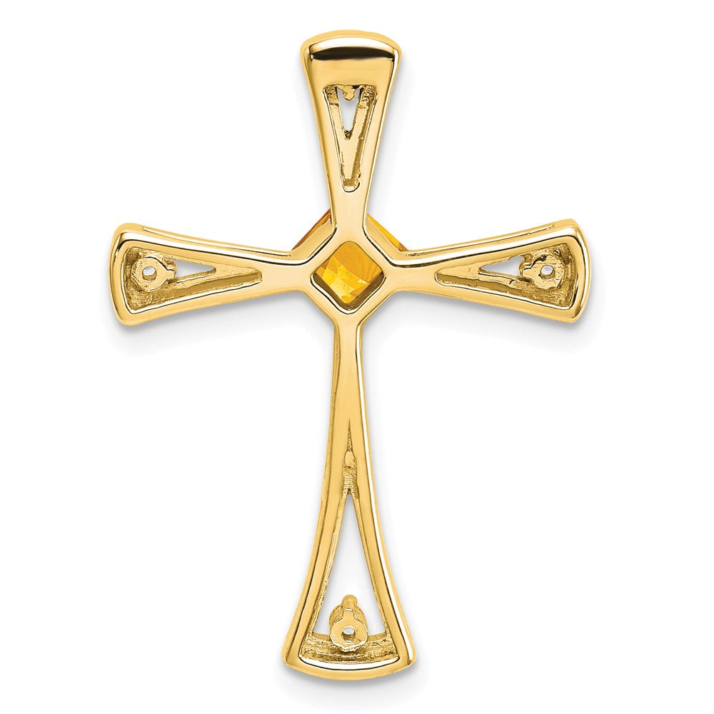 14k Citrine and Diamond Cross Chain Slide (2.5 grams)