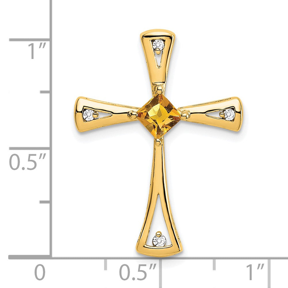 14k Citrine and Diamond Cross Chain Slide (2.5 grams)