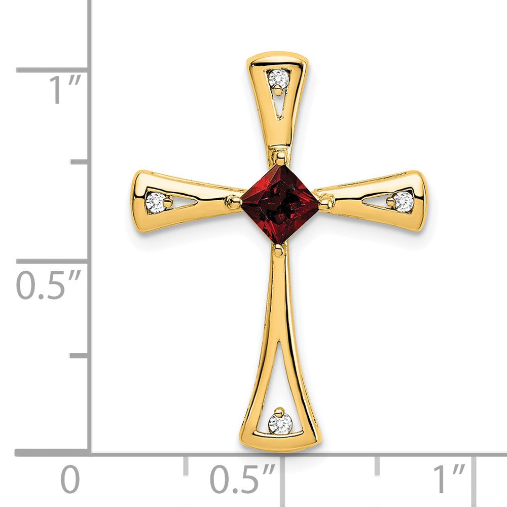14k Garnet and Diamond Cross Chain Slide (2.5 grams)