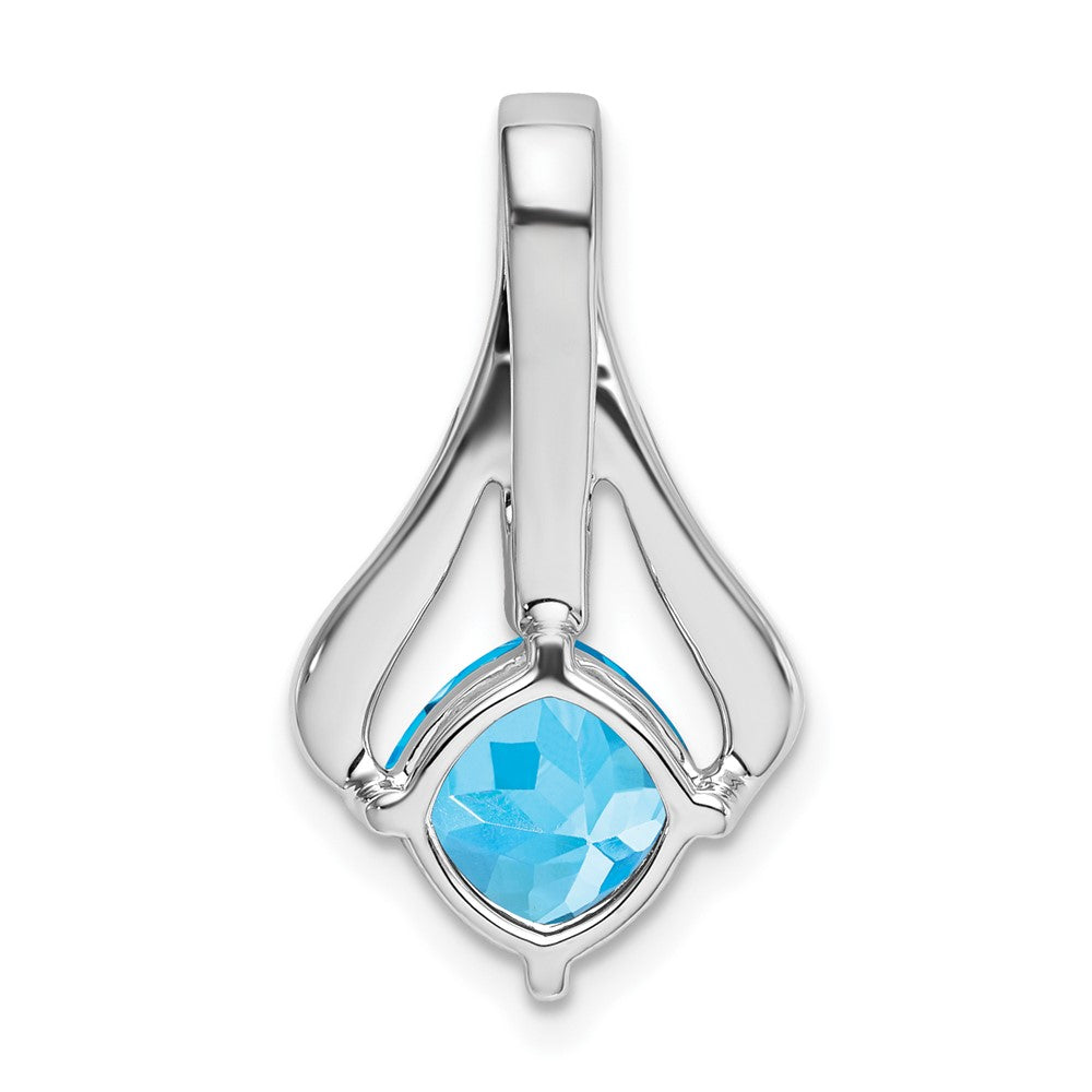 14k White Gold Blue Topaz and Diamond Pendant (1.9 grams)