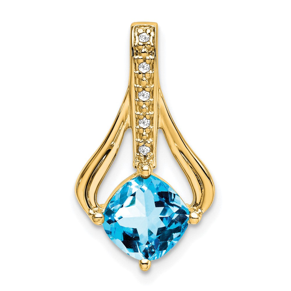 14k Blue Topaz and Diamond Pendant (1.9 grams)