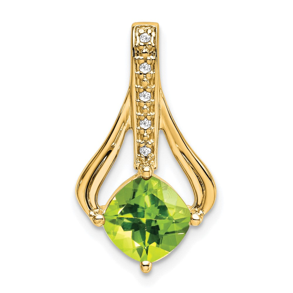 14k Peridot and Diamond Pendant (1.9 grams)