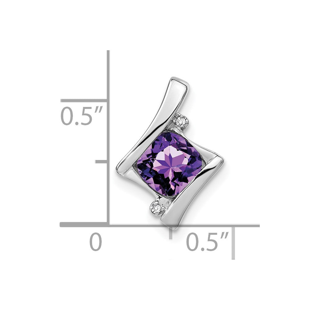 14k White Gold Amethyst and Diamond Pendant (1.2 grams)