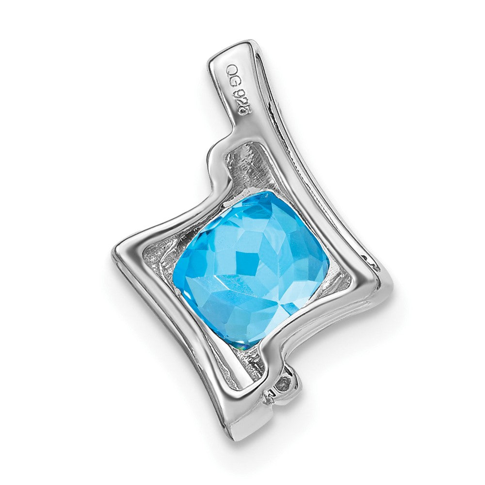 14k White Gold Blue Topaz and Diamond Pendant (1.2 grams)