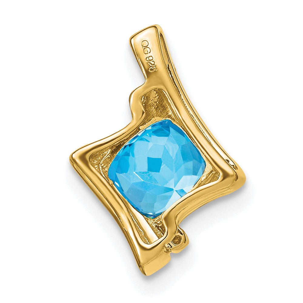 14k Blue Topaz and Diamond Pendant (1.2 grams)