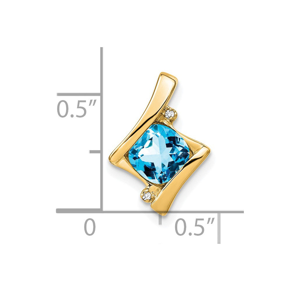 14k Blue Topaz and Diamond Pendant (1.2 grams)