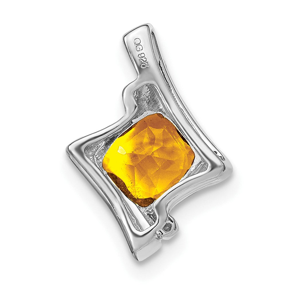 14k White Gold Citrine and Diamond Pendant (1.2 grams)