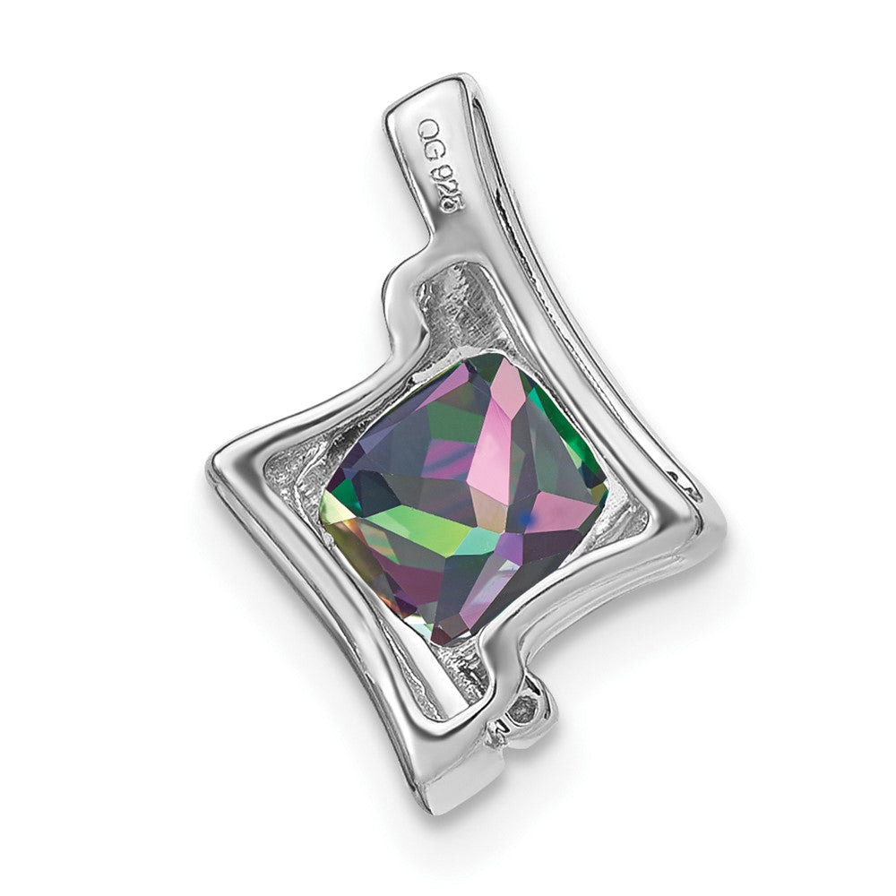 14k White Gold Mystic Fire Topaz and Diamond Pendant (1.2 grams)