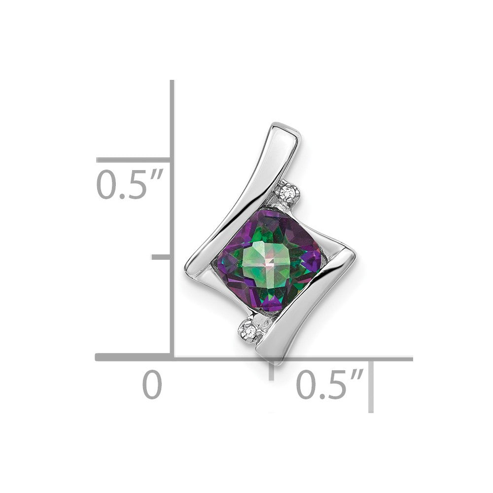 14k White Gold Mystic Fire Topaz and Diamond Pendant (1.2 grams)