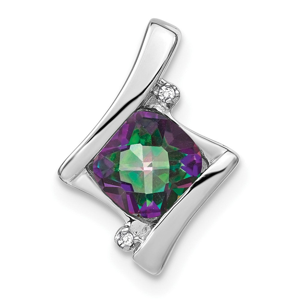 14k White Gold Mystic Fire Topaz and Diamond Pendant (1.2 grams)