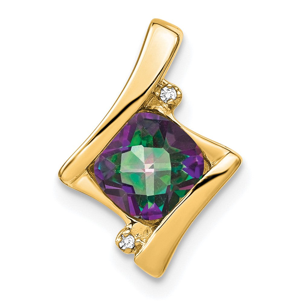 14k Mystic Fire Topaz and Diamond Pendant (1.2 grams)