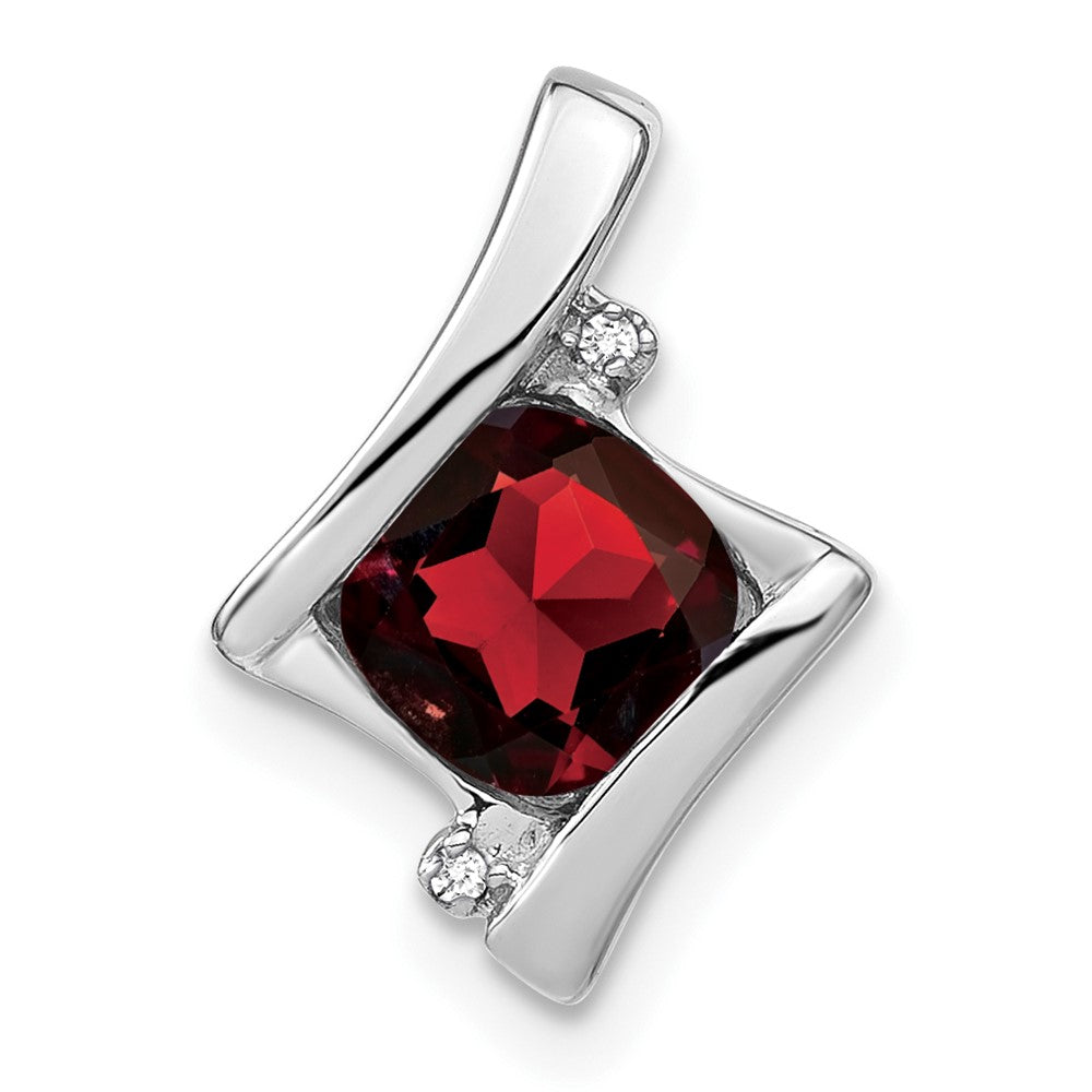 14k White Gold Garnet and Diamond Pendant (1.2 grams)