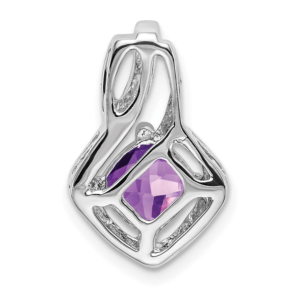 14k White Gold Amethyst and Diamond Pendant (2 grams)