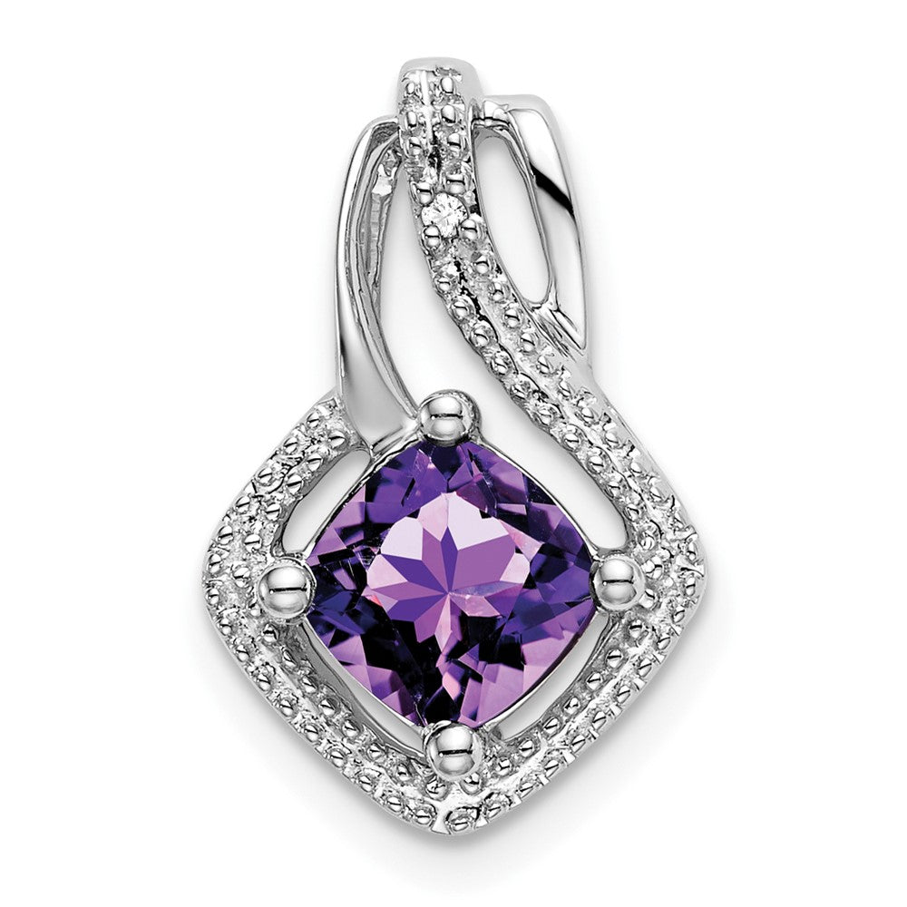 14k White Gold Amethyst and Diamond Pendant (2 grams)