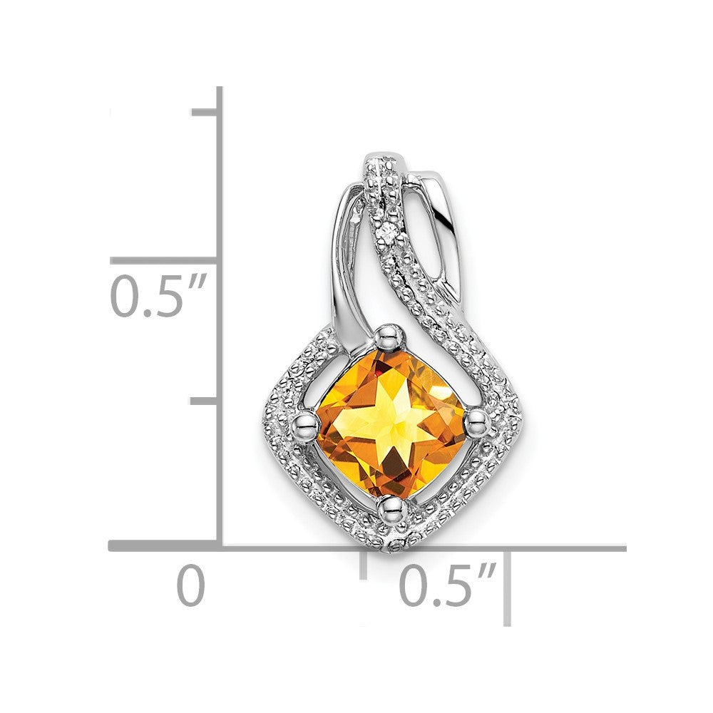 14k White Gold Citrine and Diamond Pendant (2 grams)