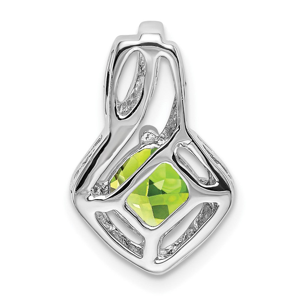 14k White Gold Peridot and Diamond Pendant (2 grams)