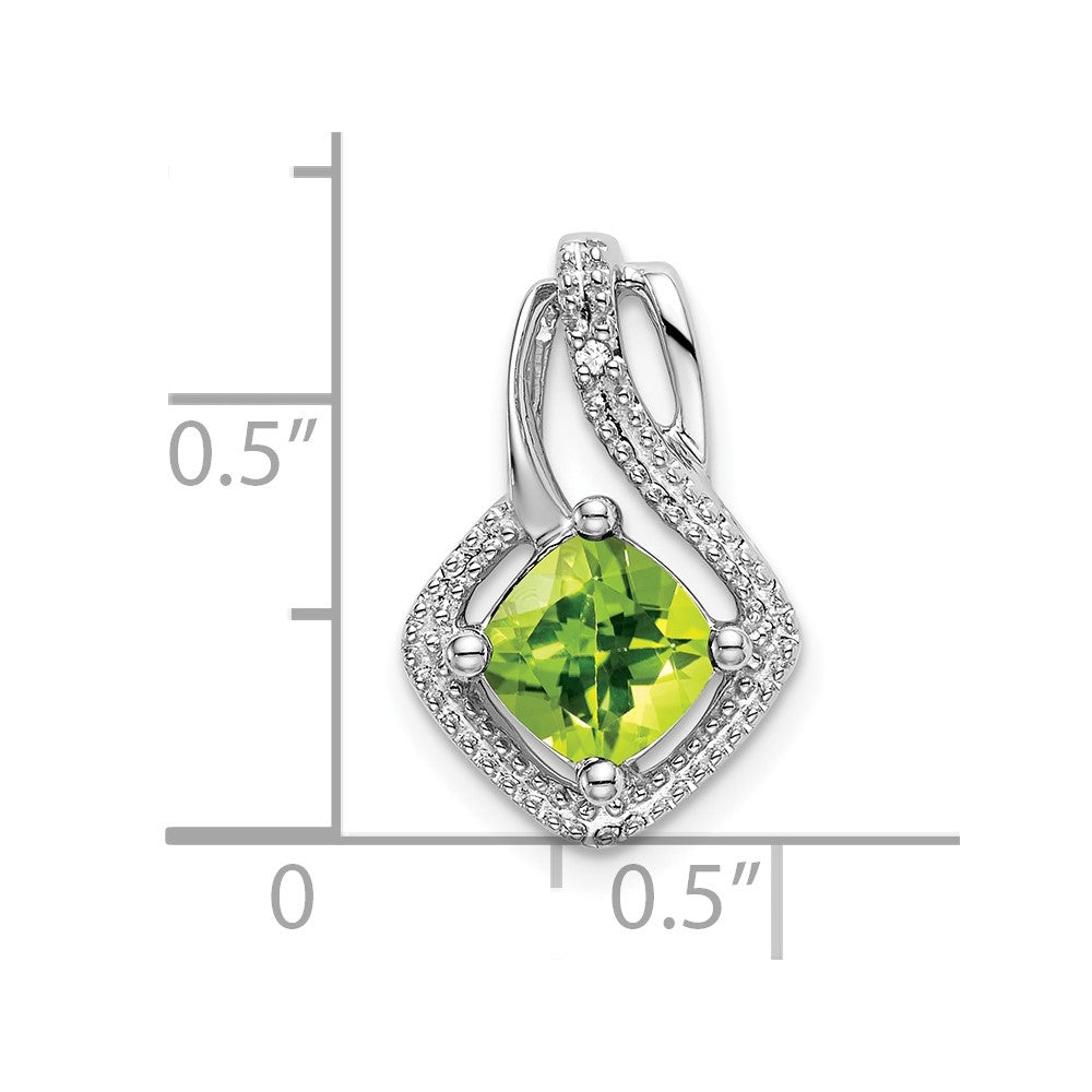 14k White Gold Peridot and Diamond Pendant (2 grams)