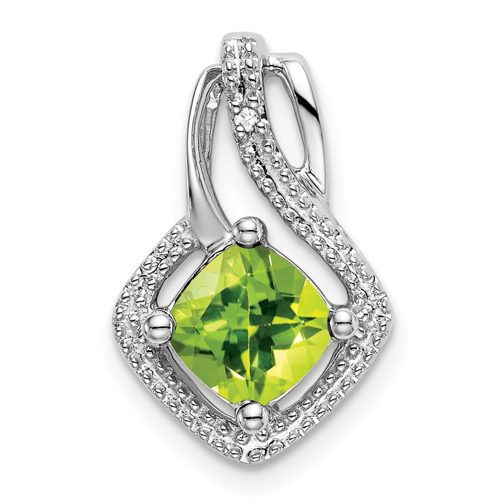 14k White Gold Peridot and Diamond Pendant (2 grams)