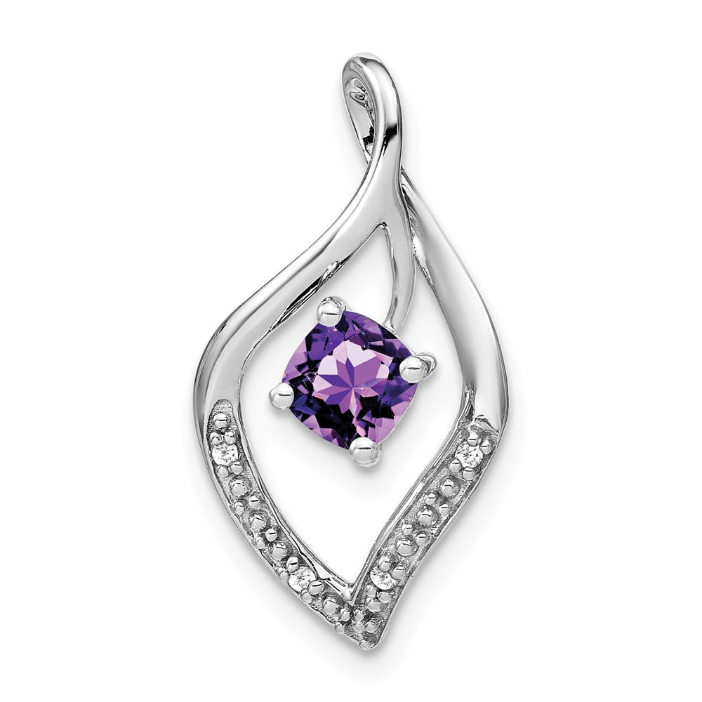 14k White Gold Amethyst and Diamond Pendant (1.55 grams)