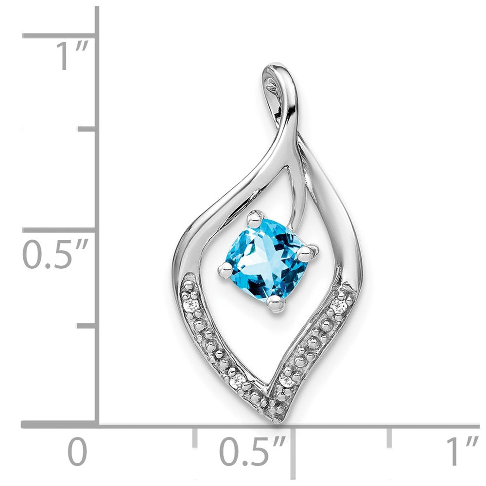 14k White Gold Blue Topaz and Diamond Pendant (1.55 grams)