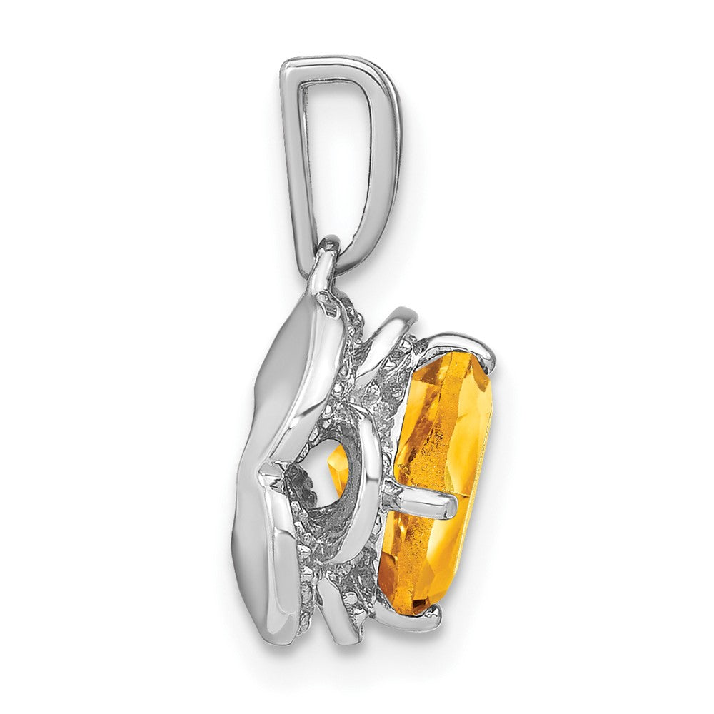 14k White Gold Cushion Citrine and Diamond Pendant (2.25 grams)
