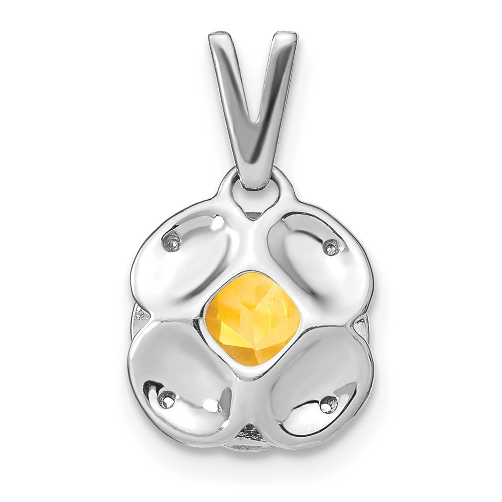 14k White Gold Cushion Citrine and Diamond Pendant (2.25 grams)