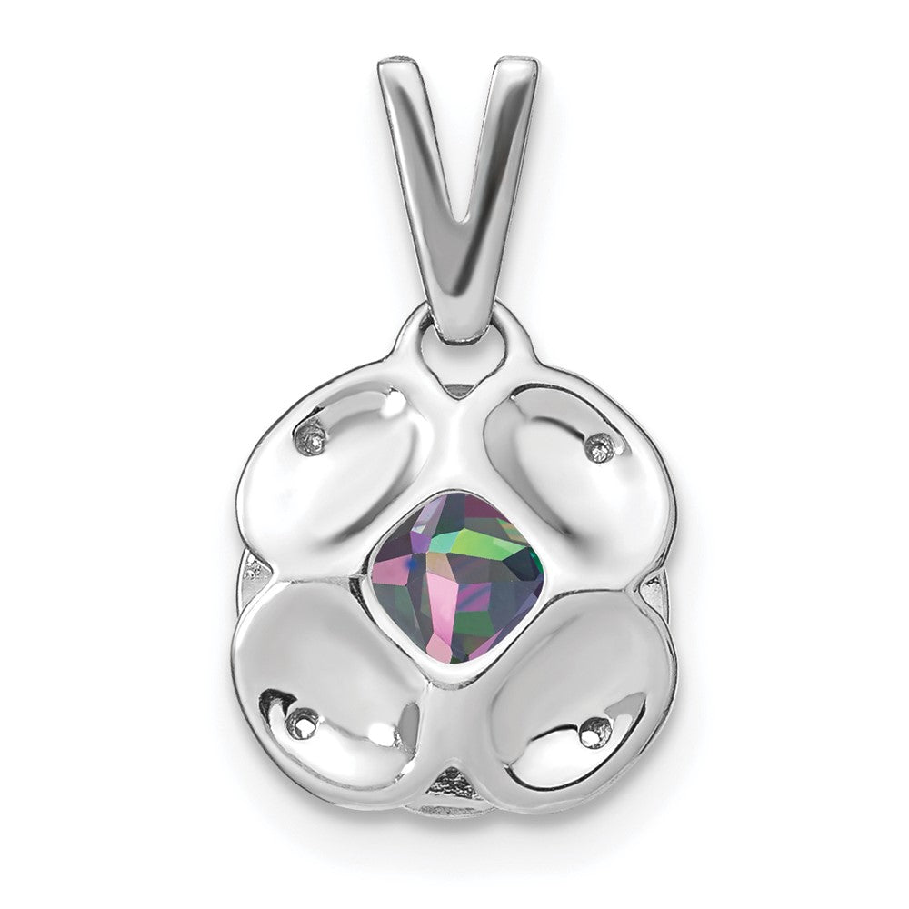 14k White Gold Cushion Mystic Fire Topaz and Diamond Pendant (2.25 grams)