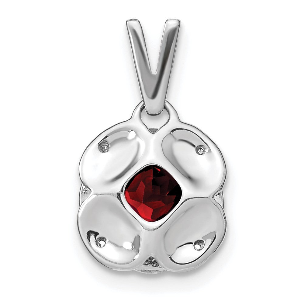 14k White Gold Cushion Garnet and Diamond Pendant (2.25 grams)
