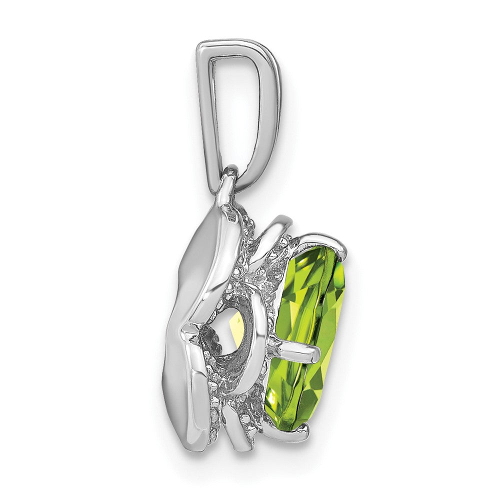14k White Gold Cushion Peridot and Diamond Pendant (2.25 grams)