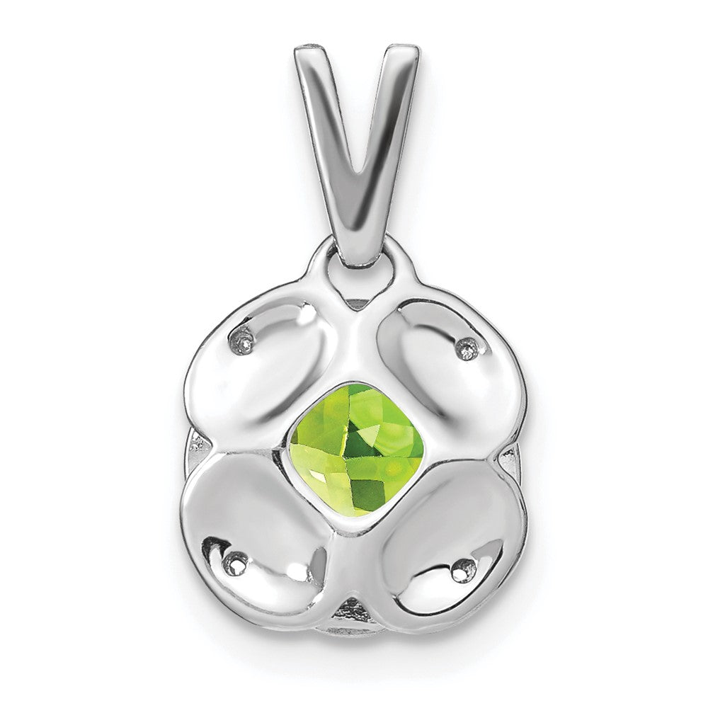 14k White Gold Cushion Peridot and Diamond Pendant (2.25 grams)