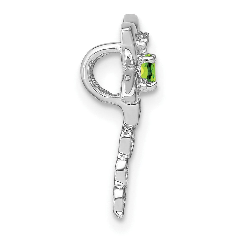 14k White Gold Peridot and Diamond Dragonfly Chain Slide (0.95 grams)