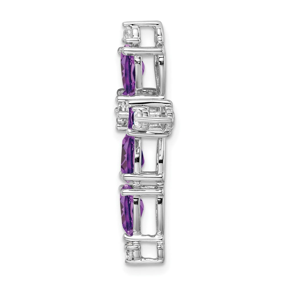 14k White Gold Amethyst and Diamond Cross Chain Slide (1.85 grams)