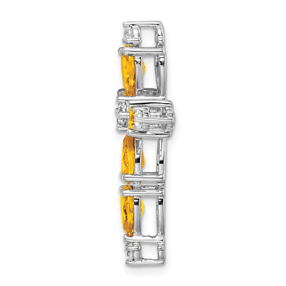 14k White Gold Citrine and Diamond Cross Chain Slide (1.85 grams)