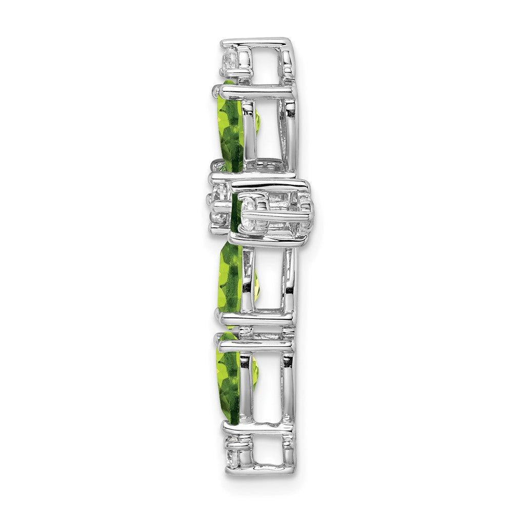 14k White Gold Peridot and Diamond Cross Chain Slide (1.85 grams)