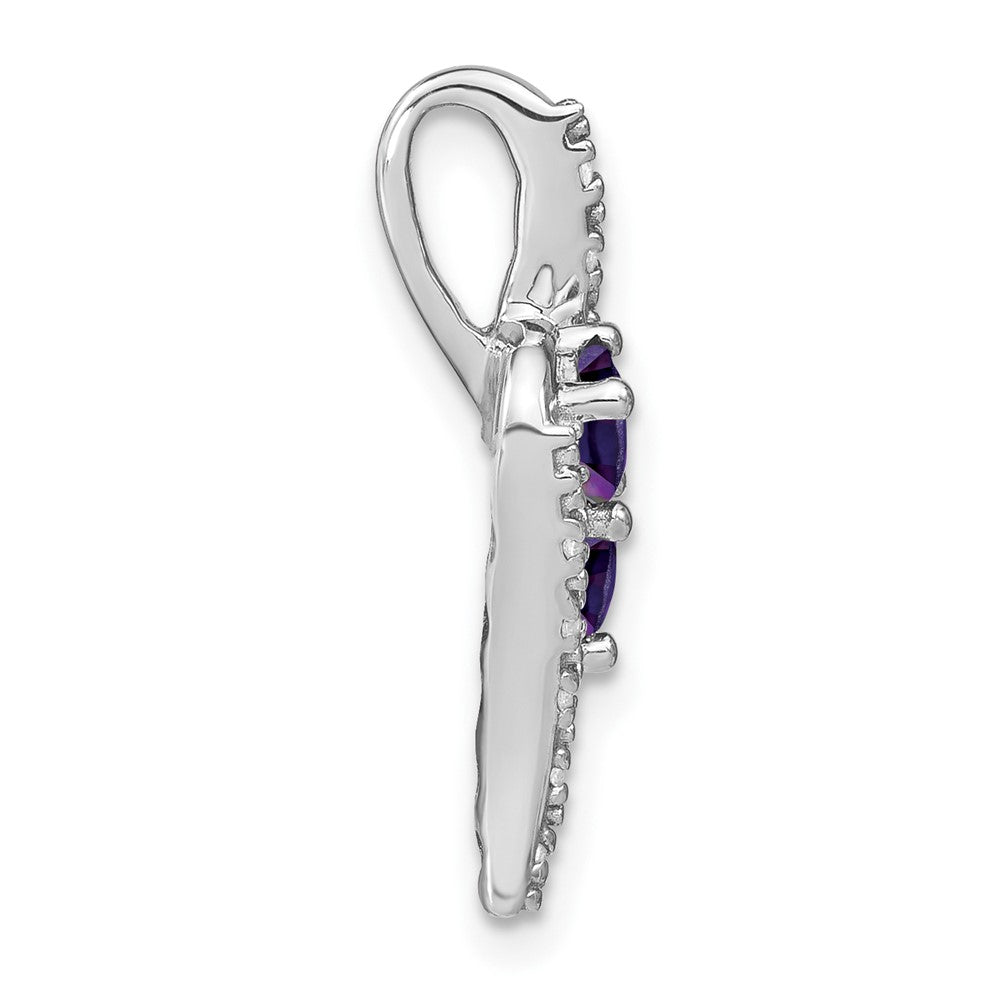 14k White Gold Amethyst and Diamond Chain Slide (2.1 grams)