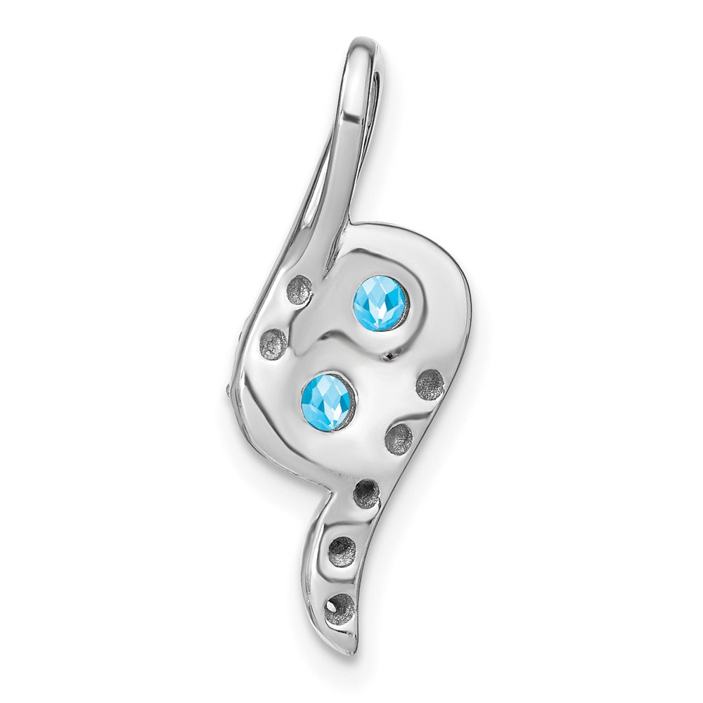 14k White Gold Blue Topaz and Diamond Chain Slide (2.1 grams)