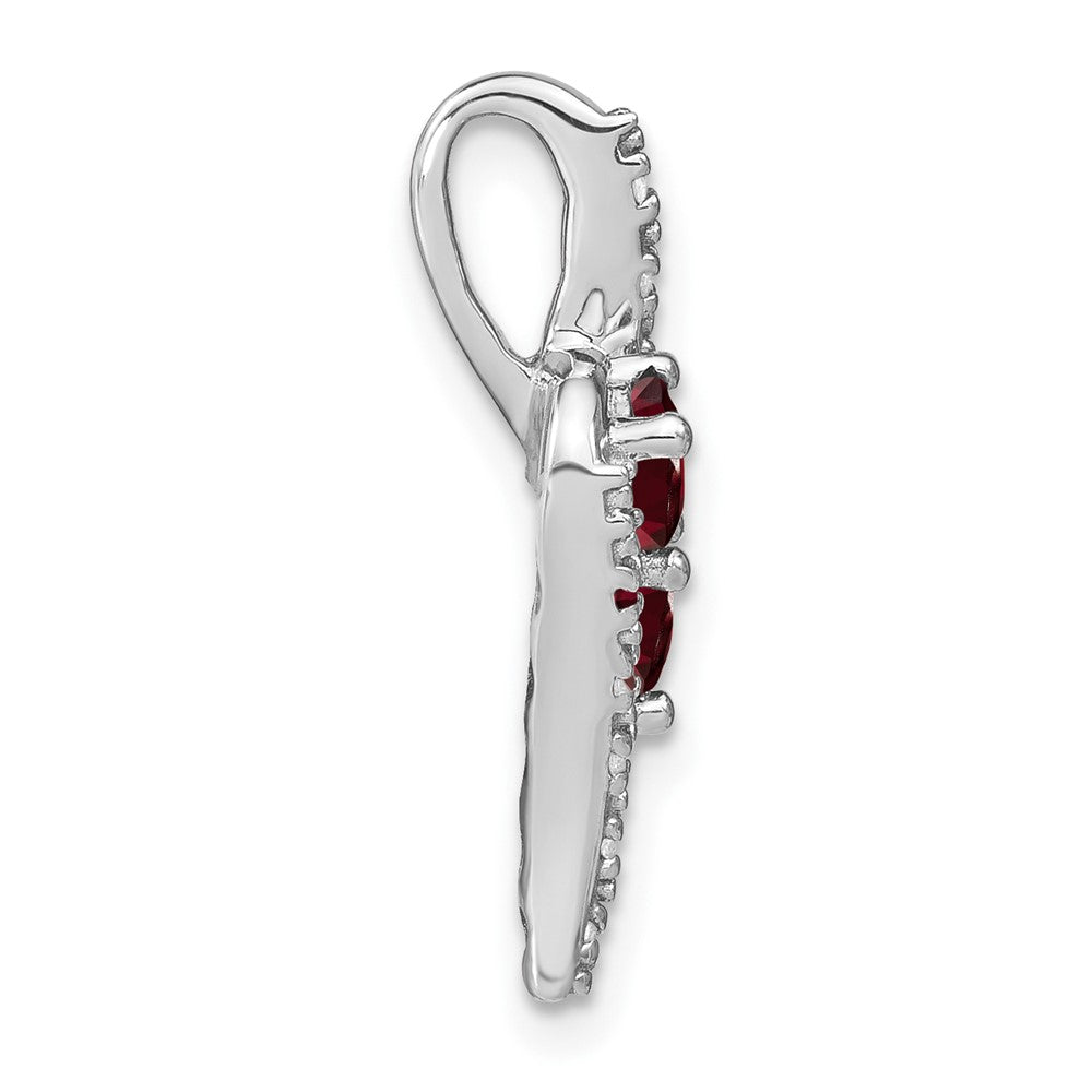 14k White Gold Garnet and Diamond Chain Slide (2.1 grams)