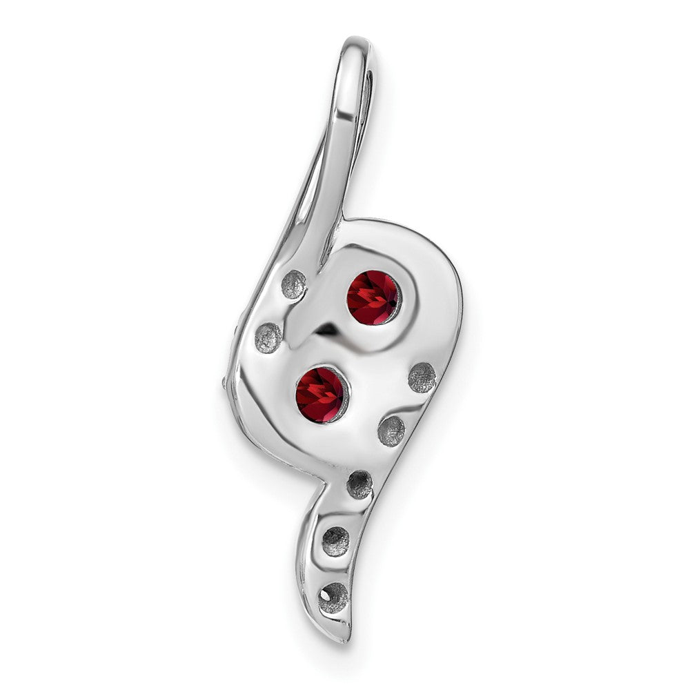 14k White Gold Garnet and Diamond Chain Slide (2.1 grams)