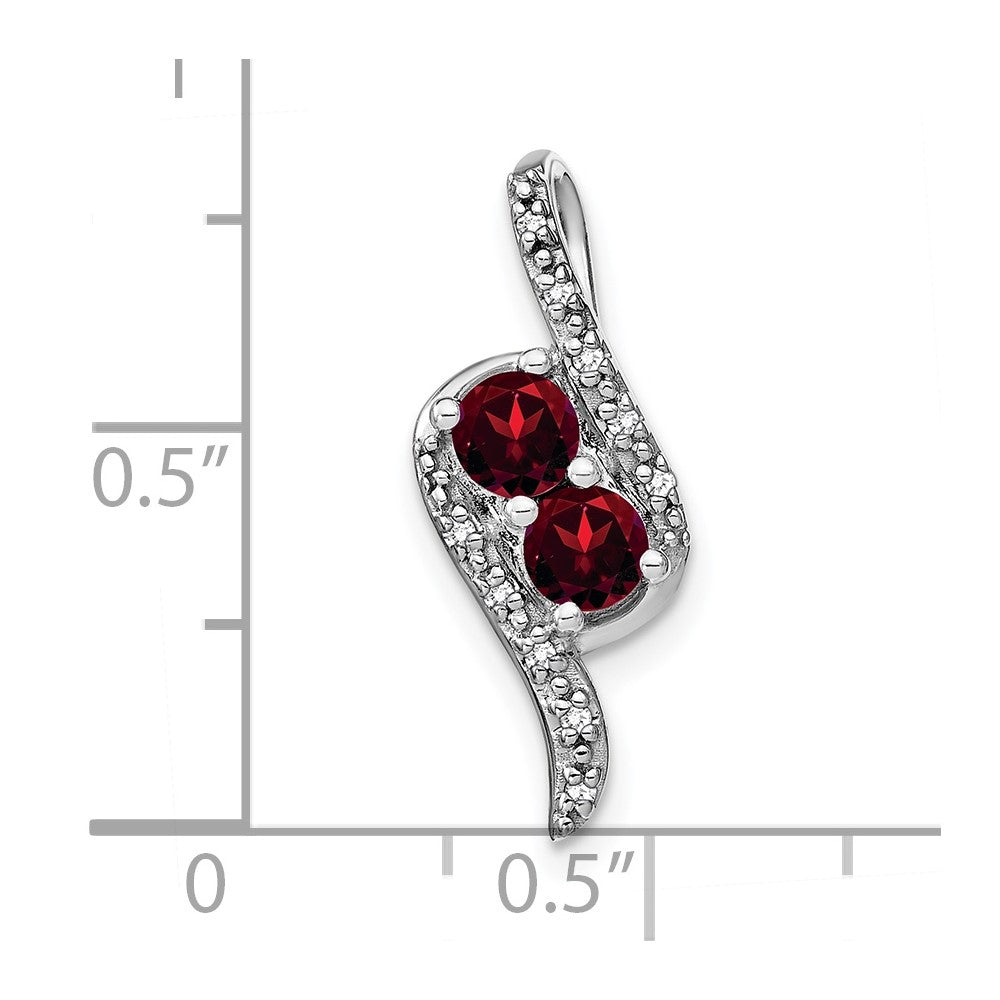 14k White Gold Garnet and Diamond Chain Slide (2.1 grams)