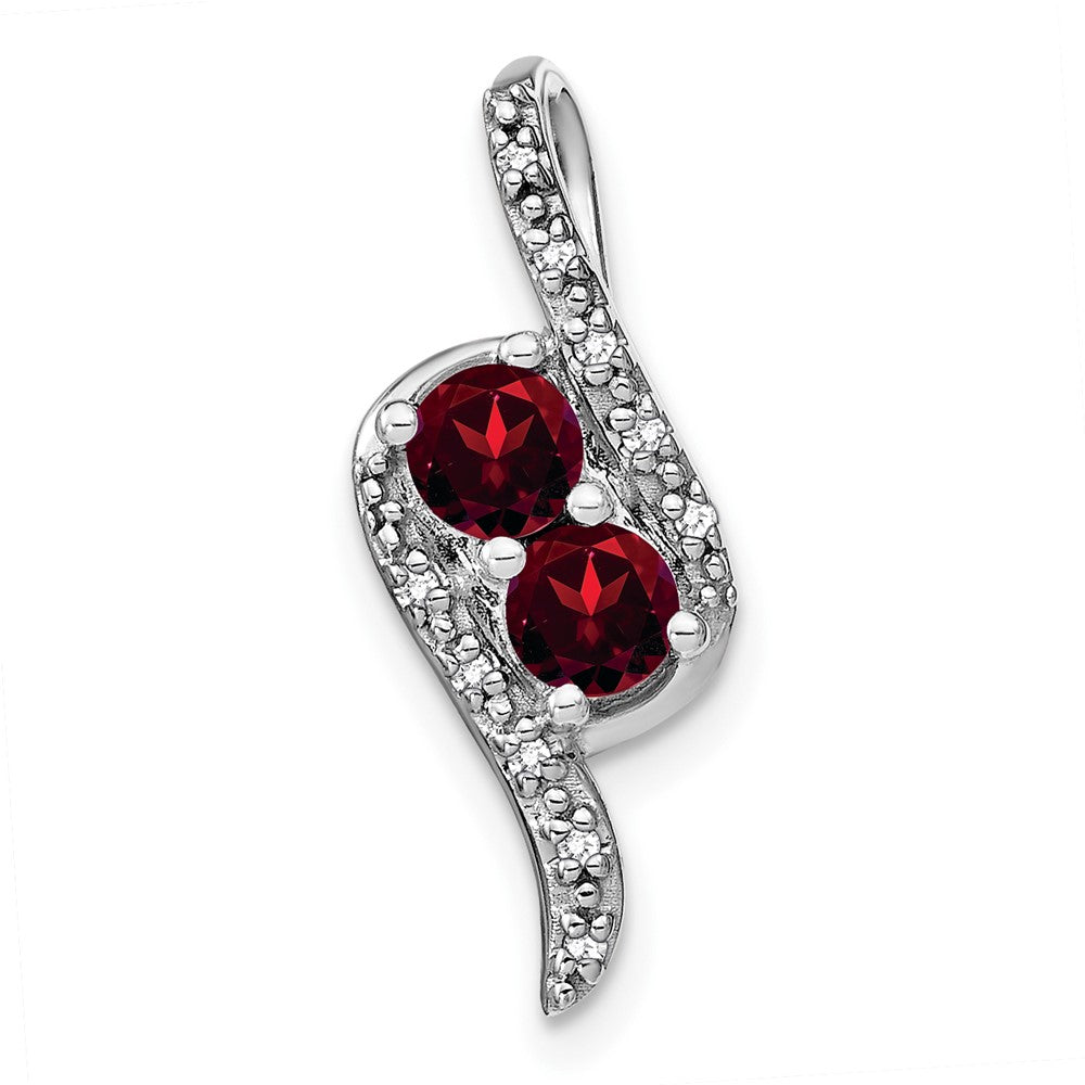 14k White Gold Garnet and Diamond Chain Slide (2.1 grams)