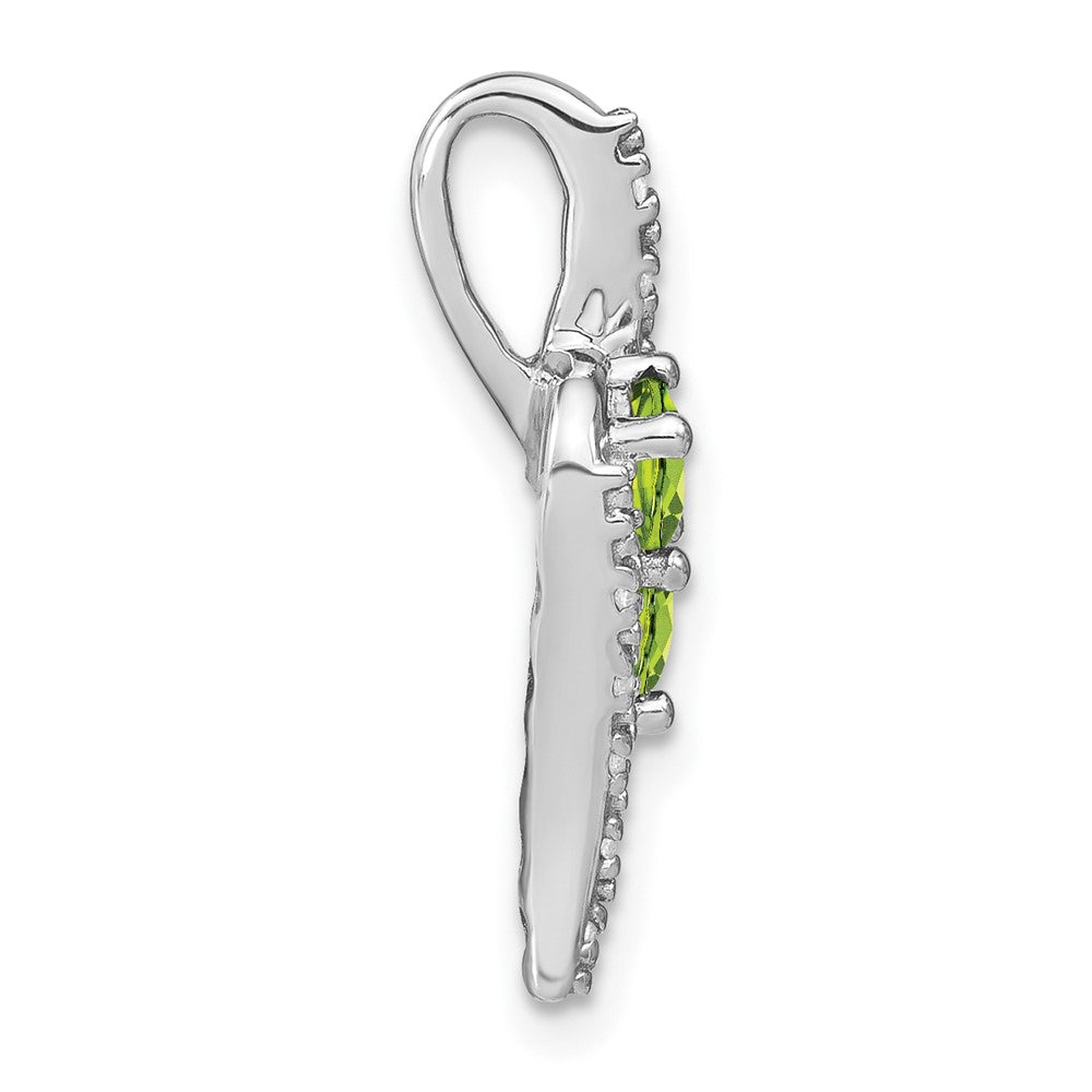 14k White Gold Peridot and Diamond Chain Slide (2.1 grams)