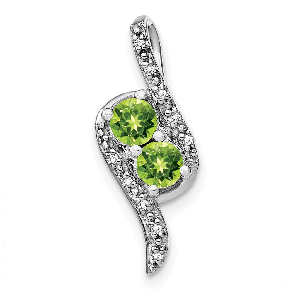 14k White Gold Peridot and Diamond Chain Slide (2.1 grams)
