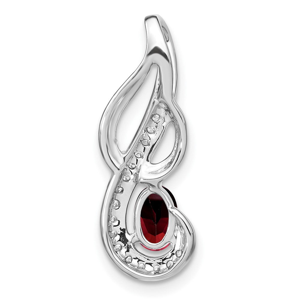 14k White Gold Garnet and Diamond Swirl Pendant (1.85 grams)