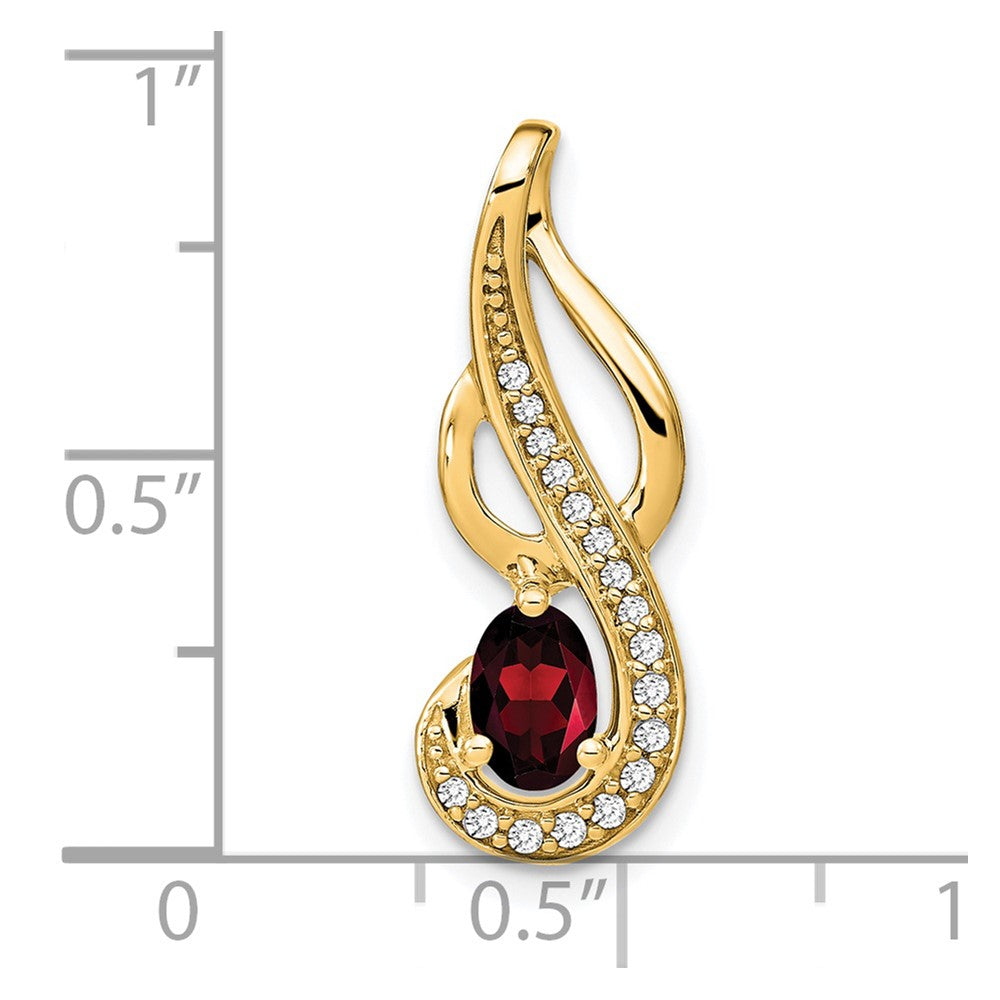 14k Garnet and Diamond Swirl Pendant (1.85 grams)
